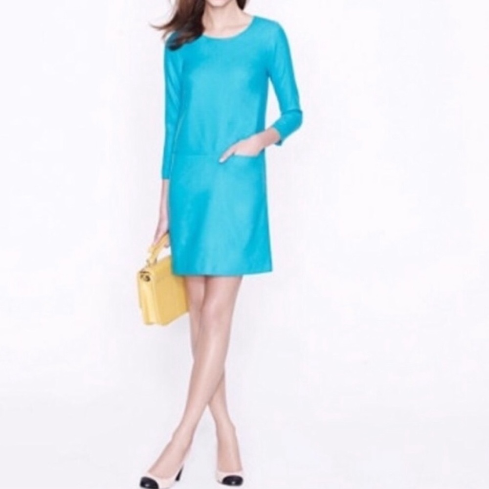 J. Crew Jules Shift Dress in Retro Jade Blue